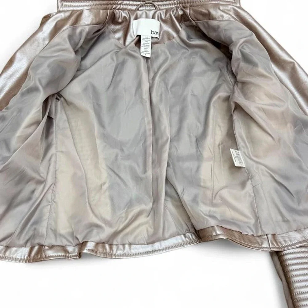 BAR III Metallic Rose Gold Faux Leather Biker Moto Jacket NWT Small
